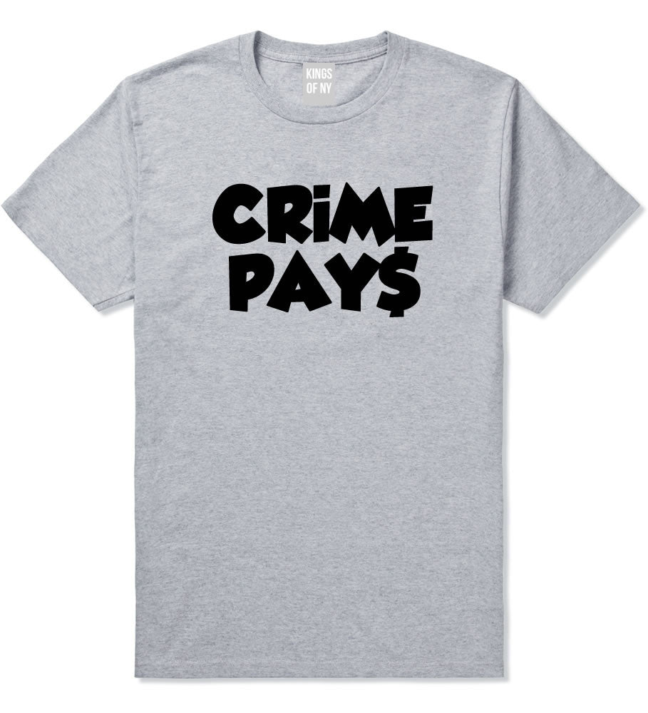 Crime Pays Bubble Letters Money Signs NYC T-Shirt In Grey by Kings Of NY