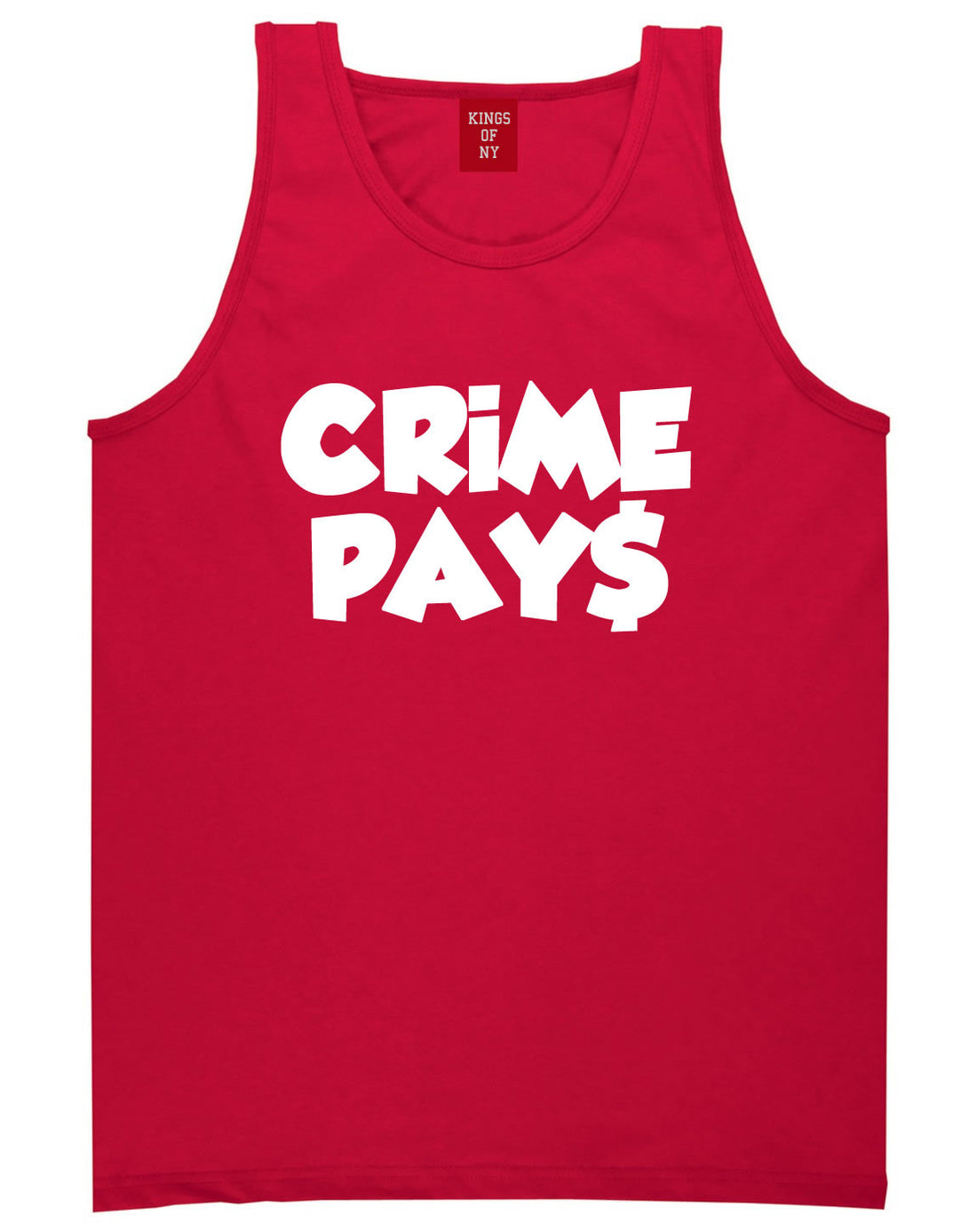 Crime Pays Bubble Letters Money Signs NYC Tank Top In Red by Kings Of NY