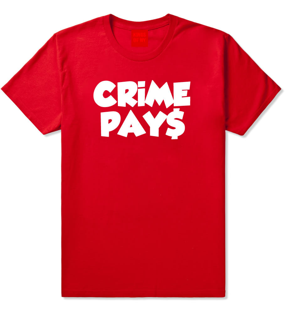 Crime Pays Bubble Letters Money Signs NYC Boys Kids T-Shirt In Red by Kings Of NY