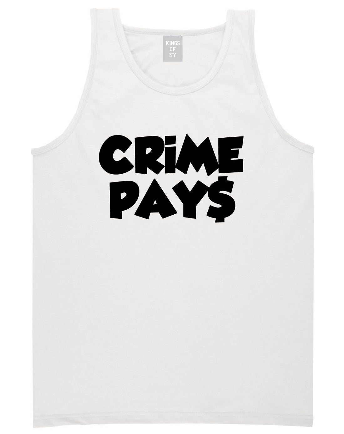 Crime Pays Bubble Letters Money Signs NYC Tank Top In White by Kings Of NY