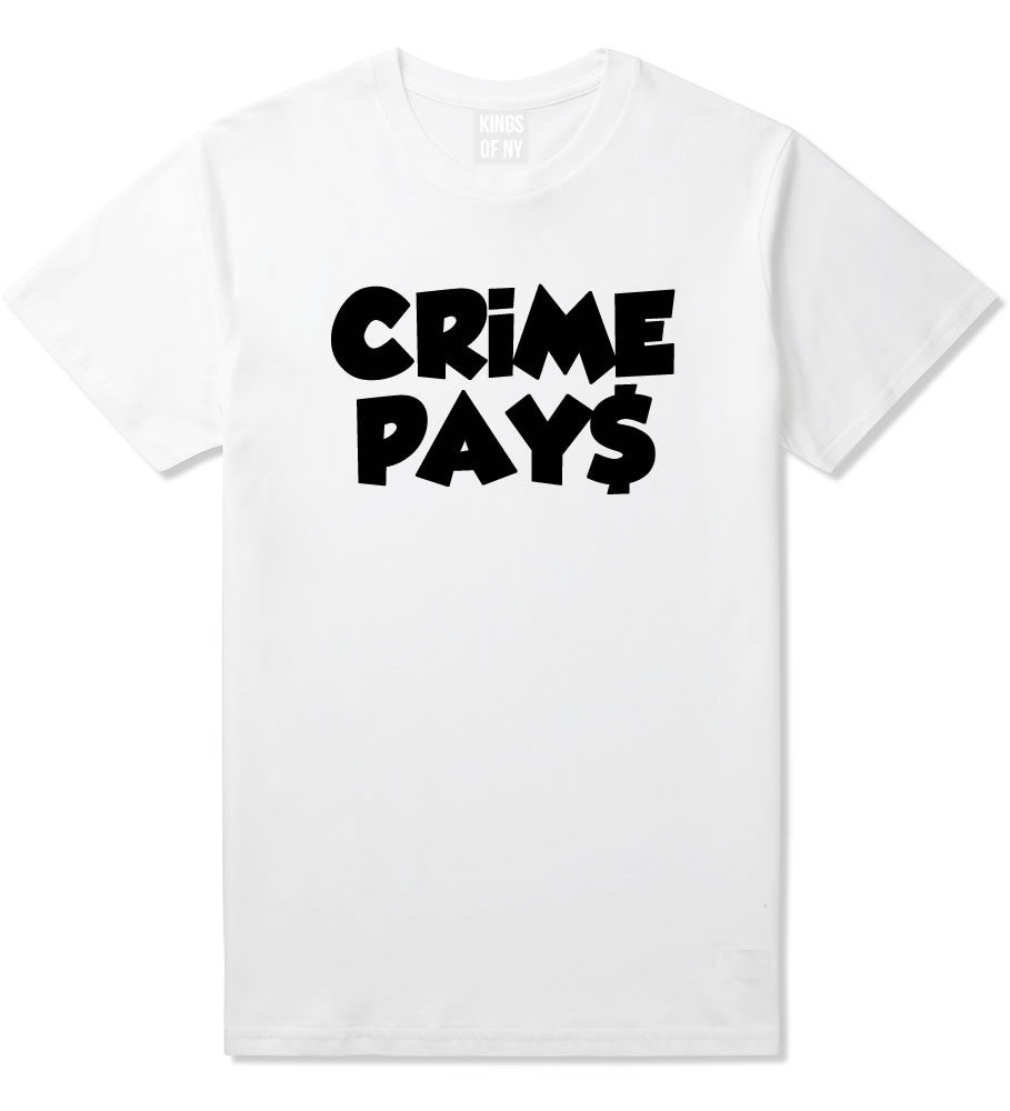 Crime Pays Bubble Letters Money Signs NYC Boys Kids T-Shirt In White by Kings Of NY