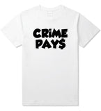 Crime Pays Bubble Letters Money Signs NYC T-Shirt In White by Kings Of NY