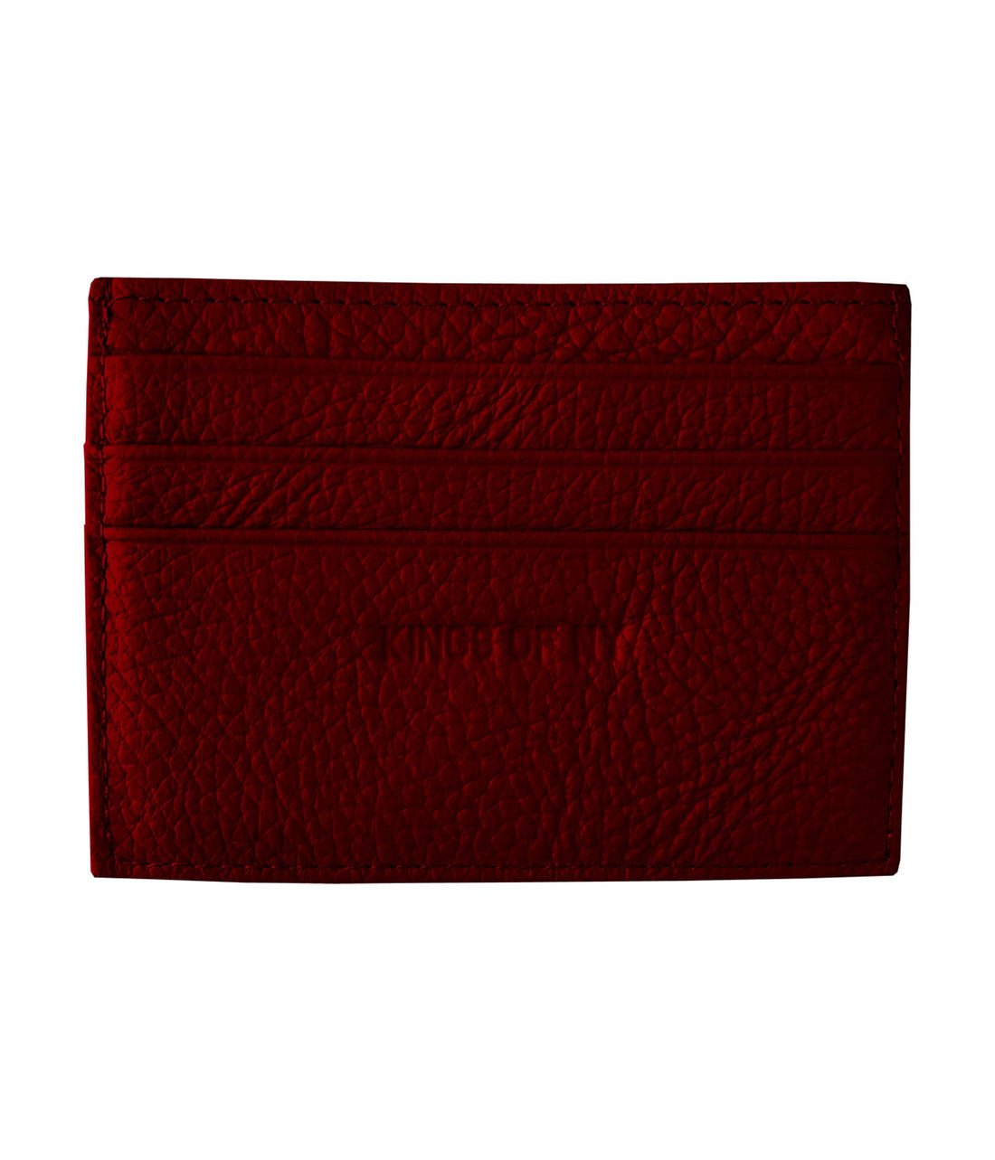 Kings Of NY Pebble Leather Card Holder Wallet Crimson Red