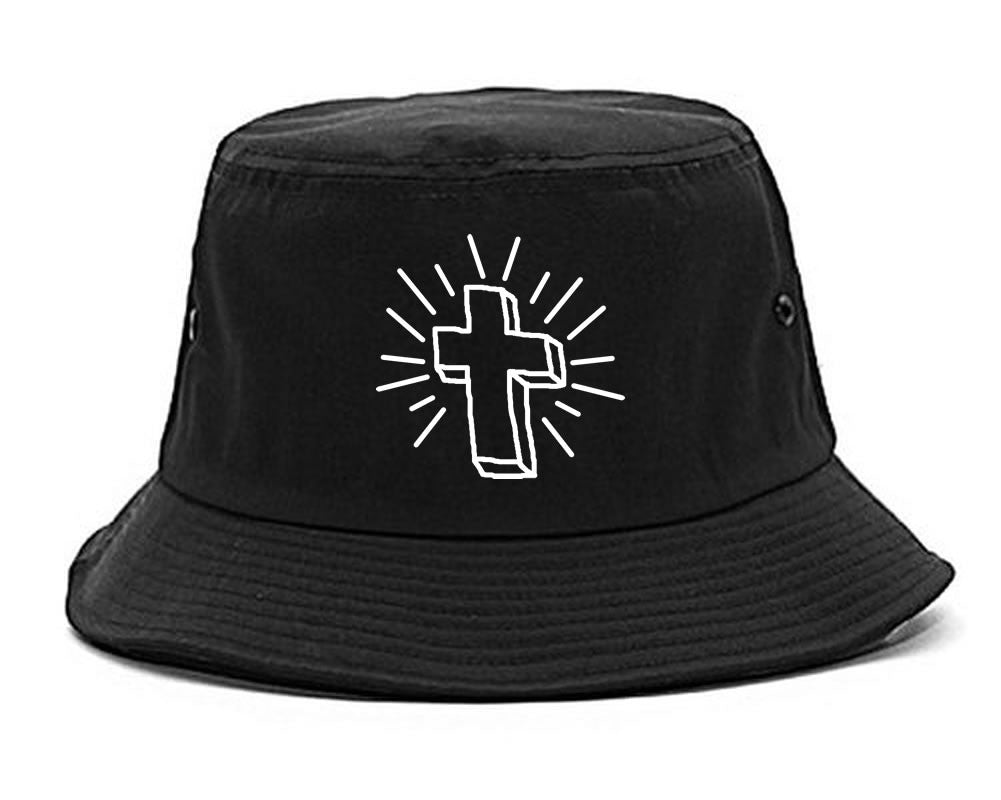 Cross of Praise Chest God Religious Bucket Hat in Black By Kings Of NY