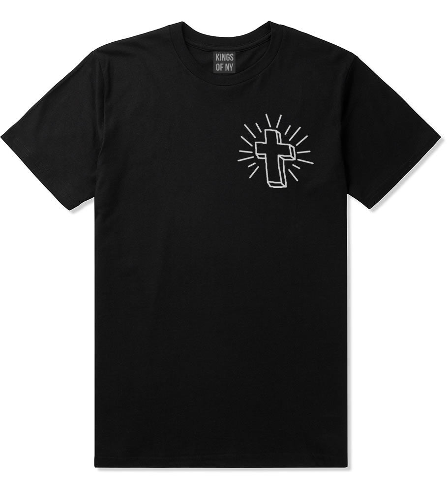 Cross of Praise Chest God Religious T-Shirt in Black By Kings Of NY
