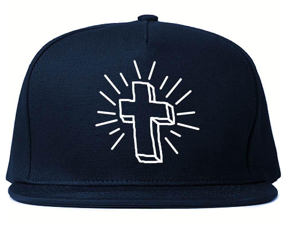 Cross of Praise Chest God Religious Snapback Hat in Navy Blue By Kings Of NY