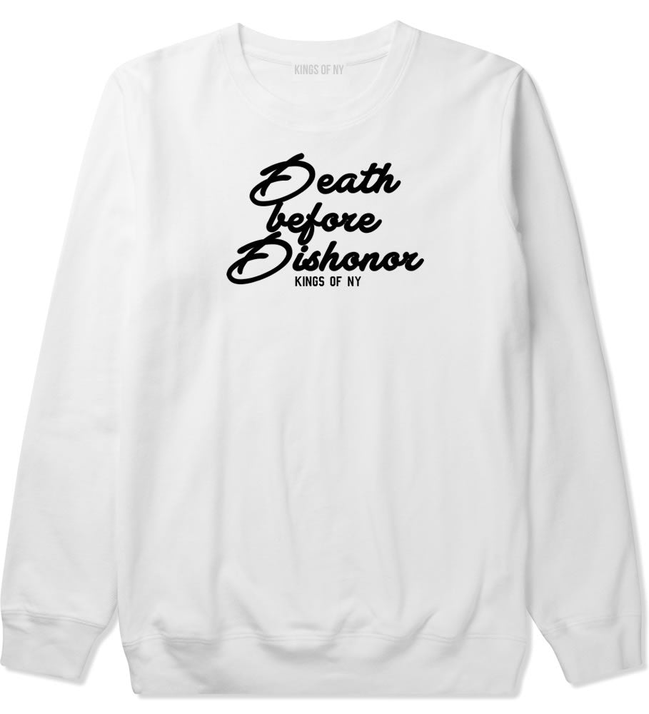 Death Before Dishonor Skulls Crewneck Sweatshirt in White By Kings Of NY