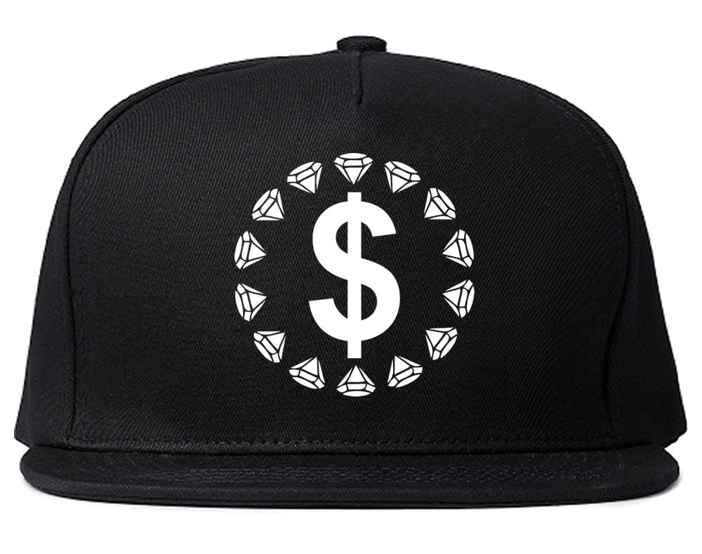 Diamonds Money Sign Logo Snapback Hat in Black by Kings Of NY