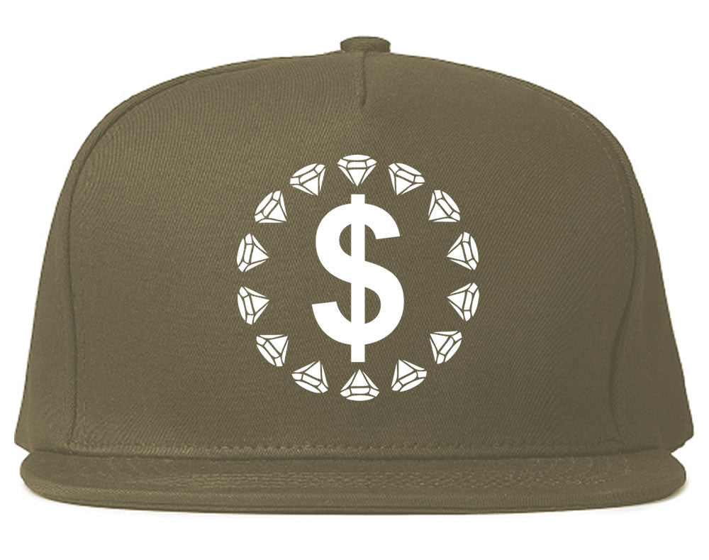 Diamonds Money Sign Logo Snapback Hat in Grey by Kings Of NY
