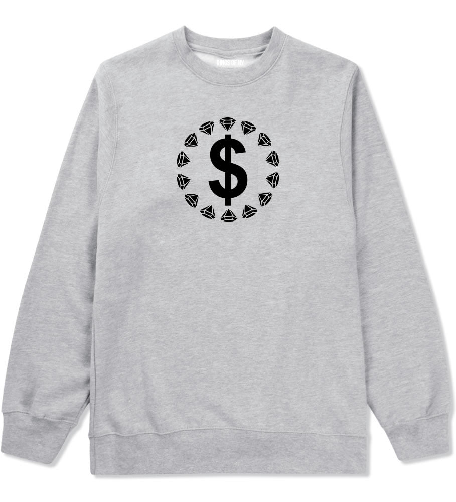 Diamonds Money Sign Logo Crewneck Sweatshirt in Grey by Kings Of NY