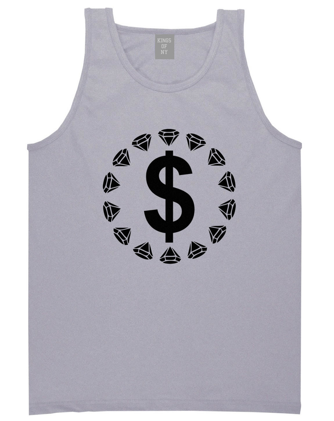 Diamonds Money Sign Logo Tank Top in Grey by Kings Of NY