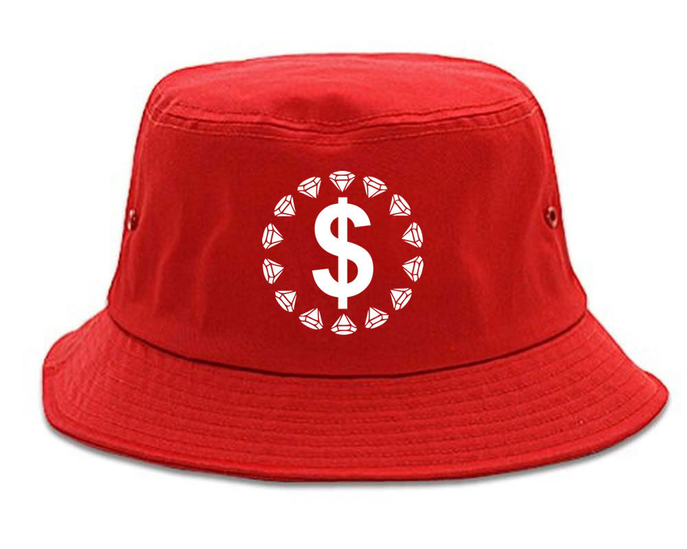 Diamonds Money Sign Logo Bucket Hat in Red by Kings Of NY