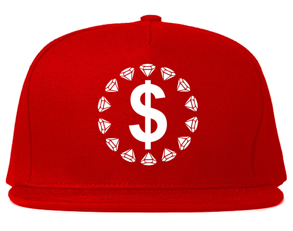 Diamonds Money Sign Logo Snapback Hat in Red by Kings Of NY
