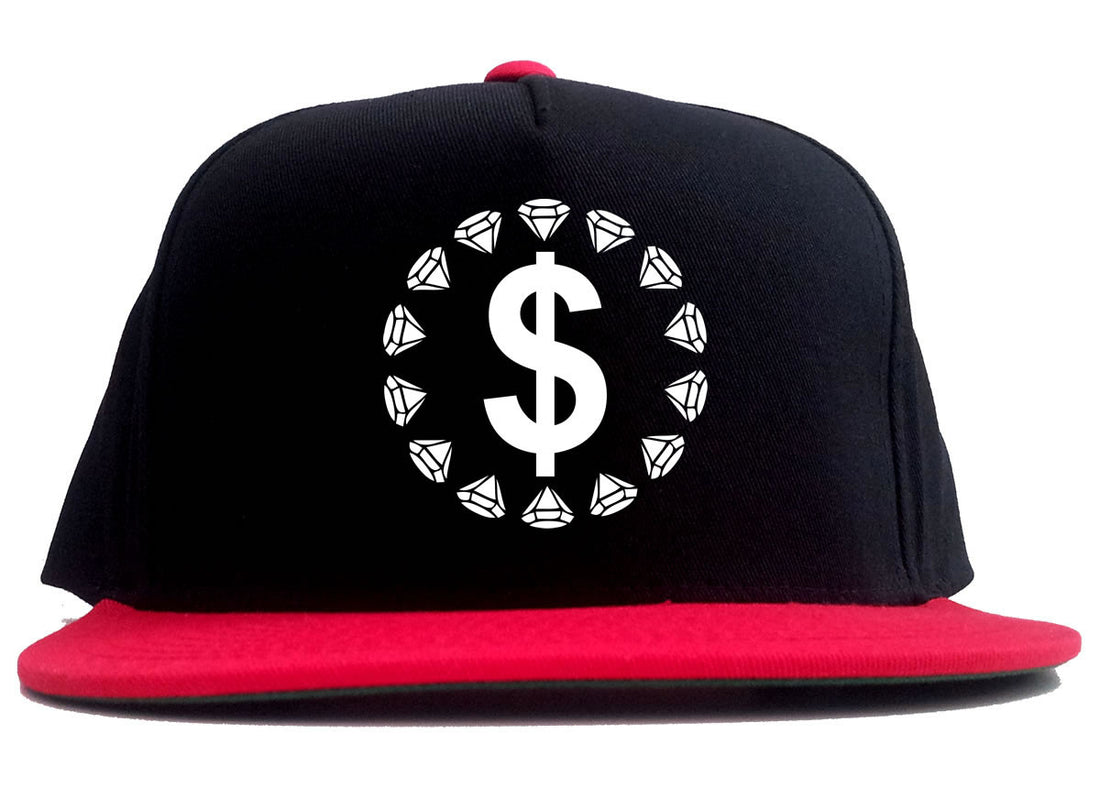 Diamonds Money Sign Logo 2 Tone Snapback Hat in Black and Red by Kings Of NY