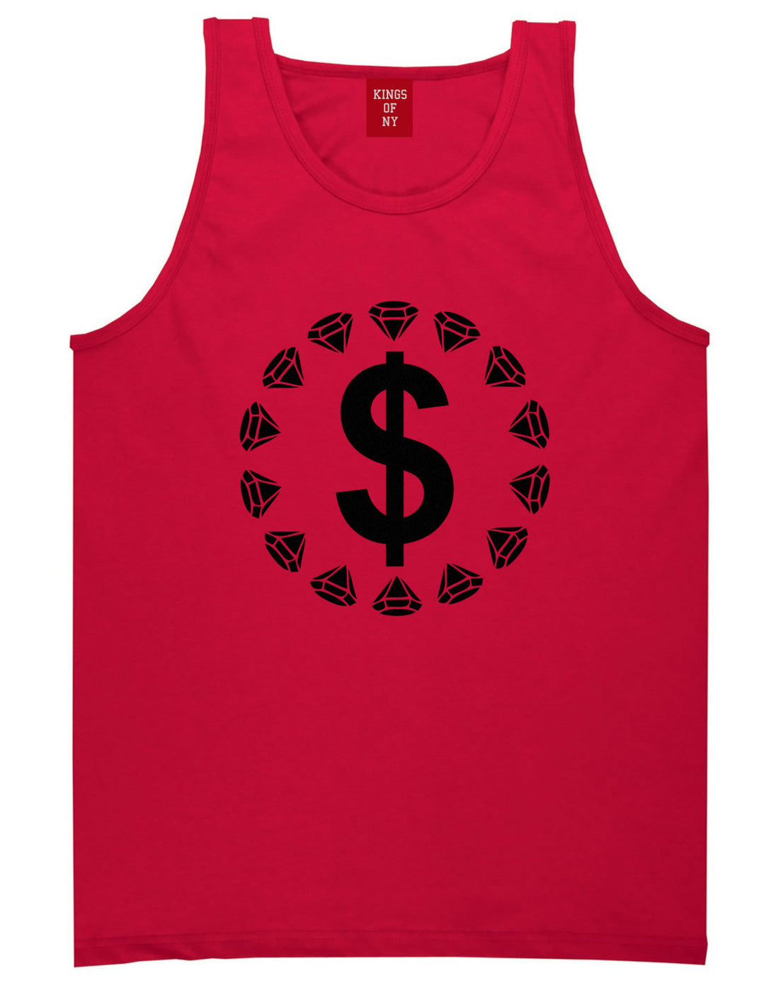 Diamonds Money Sign Logo Tank Top in Red by Kings Of NY