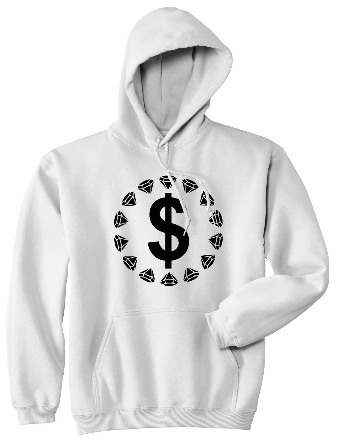 Diamonds Money Sign Logo Pullover Hoodie Hoody in White by Kings Of NY