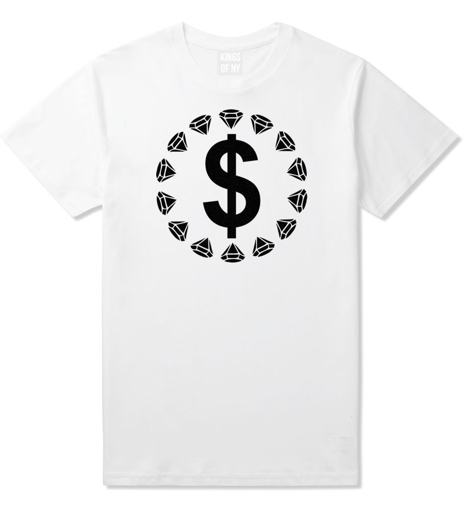 Diamonds Money Sign Logo T-Shirt in White by Kings Of NY