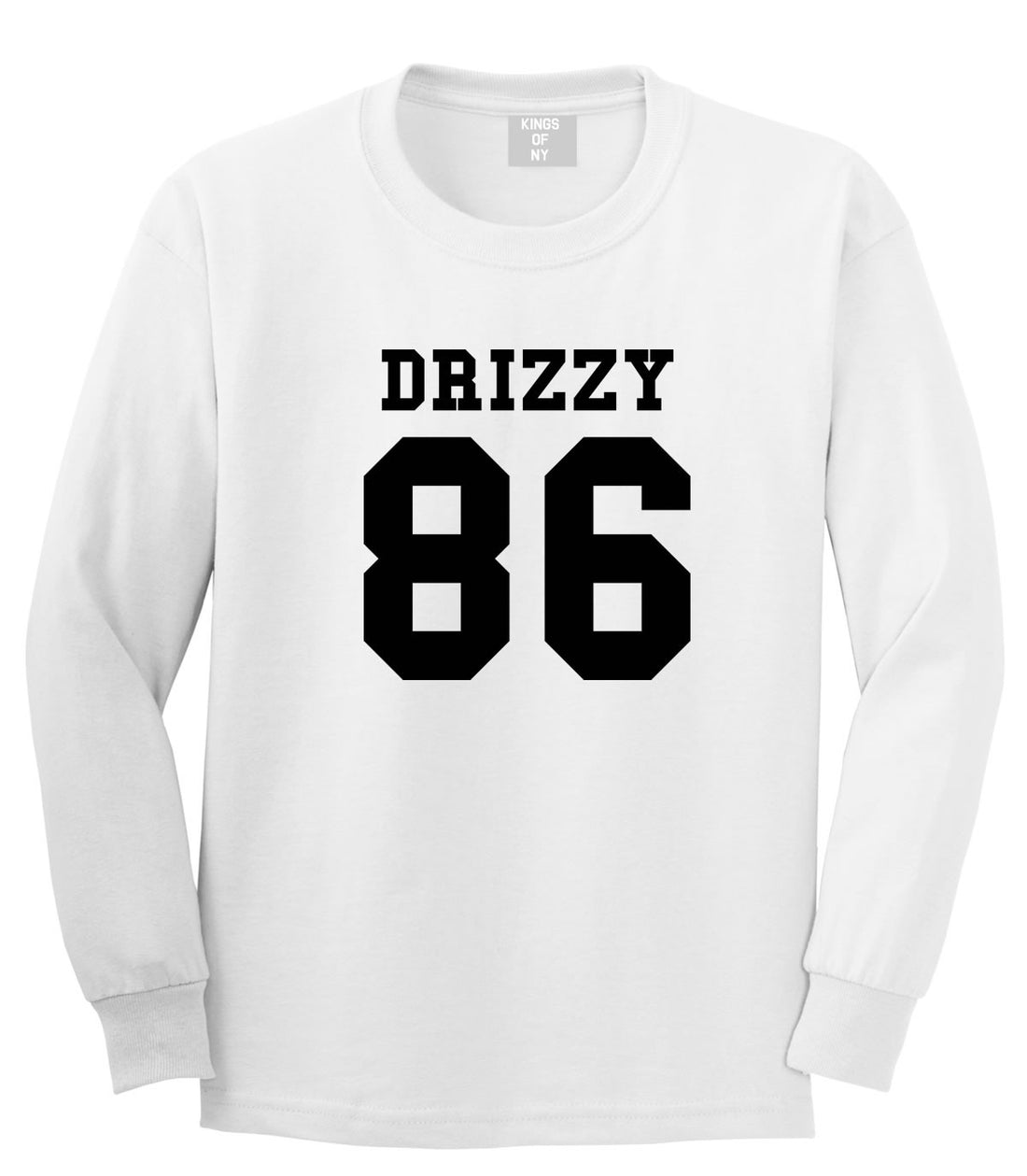 Drizzy 86 Team Jersey Long Sleeve T-Shirt in White by Kings Of NY