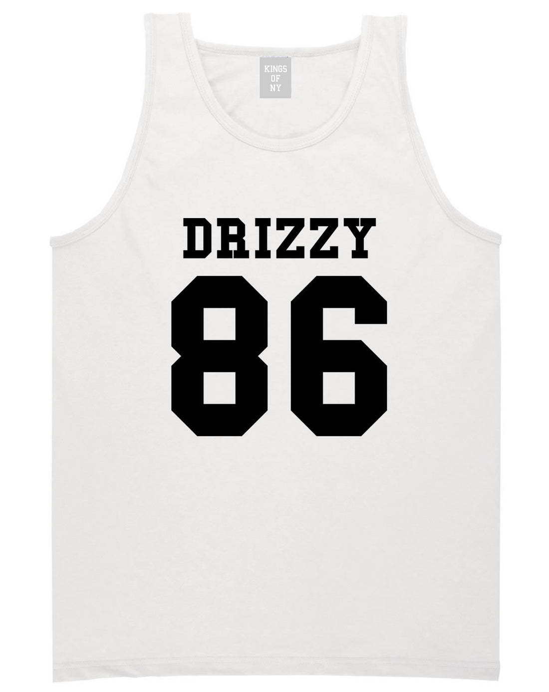 Drizzy 86 Team Jersey Tank Top in White by Kings Of NY