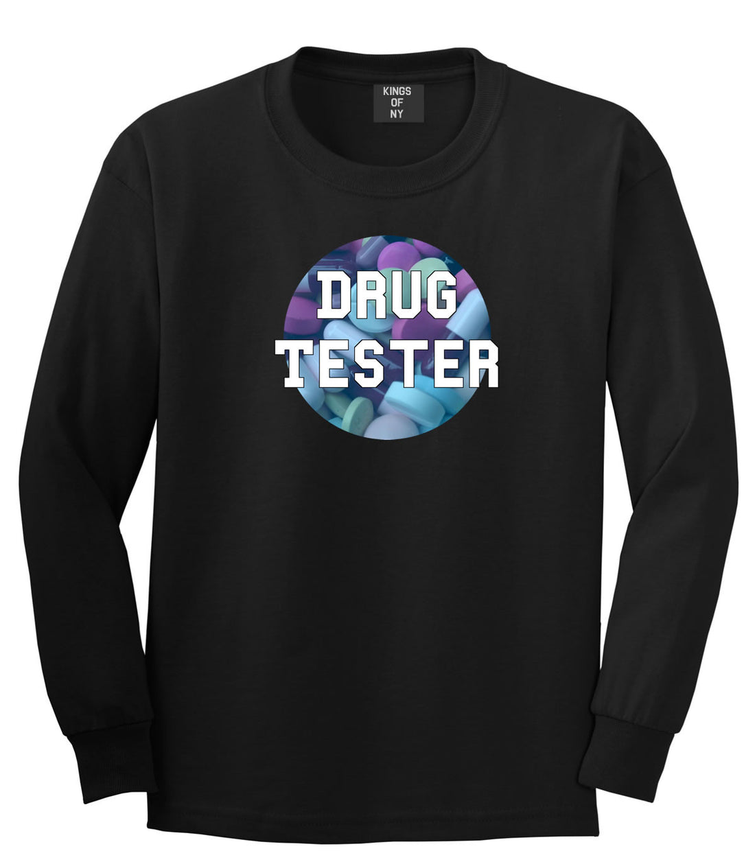 Drug tester weed smoking funny college Long Sleeve Boys Kids T-Shirt In Black by Kings Of NY