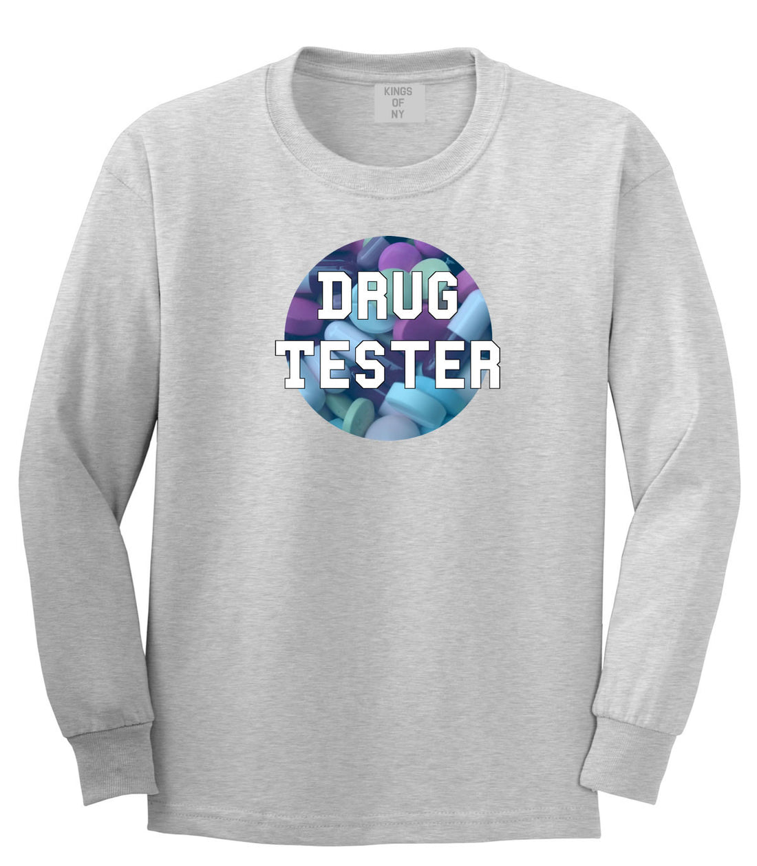 Drug tester weed smoking funny college Long Sleeve Boys Kids T-Shirt In Grey by Kings Of NY