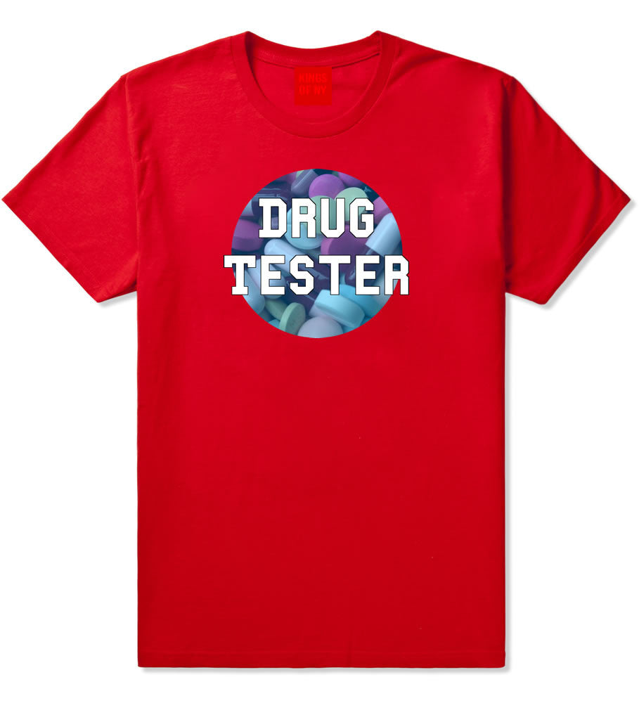 Drug tester weed smoking funny college T-Shirt In Red by Kings Of NY