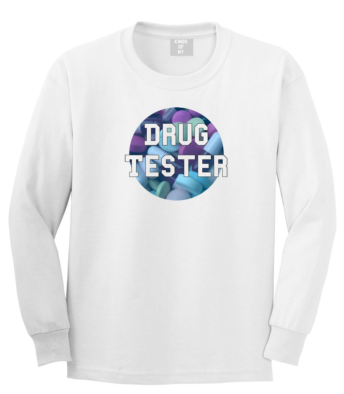 Drug tester weed smoking funny college Long Sleeve T-Shirt in White by Kings Of NY