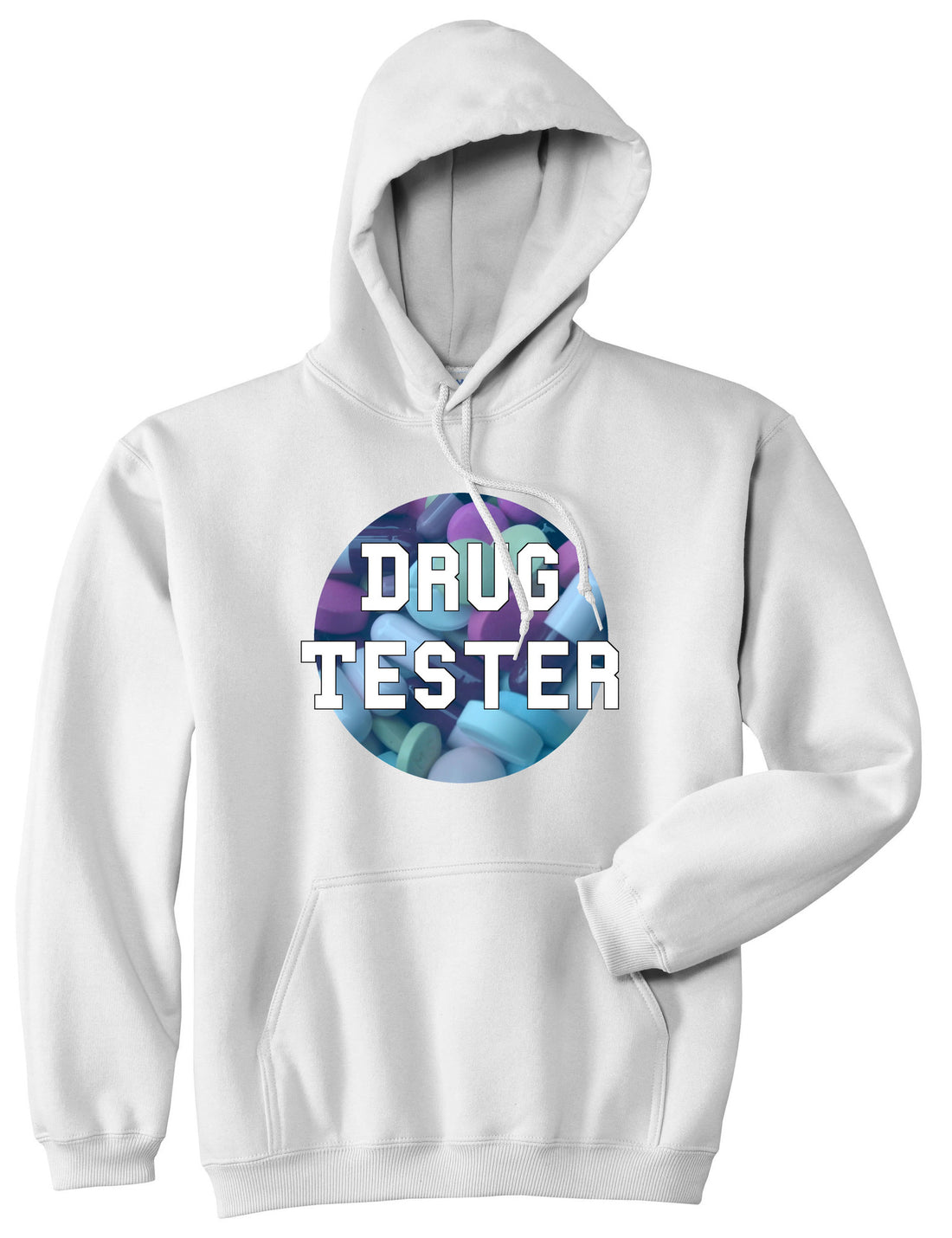 Drug tester weed smoking funny college Pullover Hoodie Hoody in White by Kings Of NY