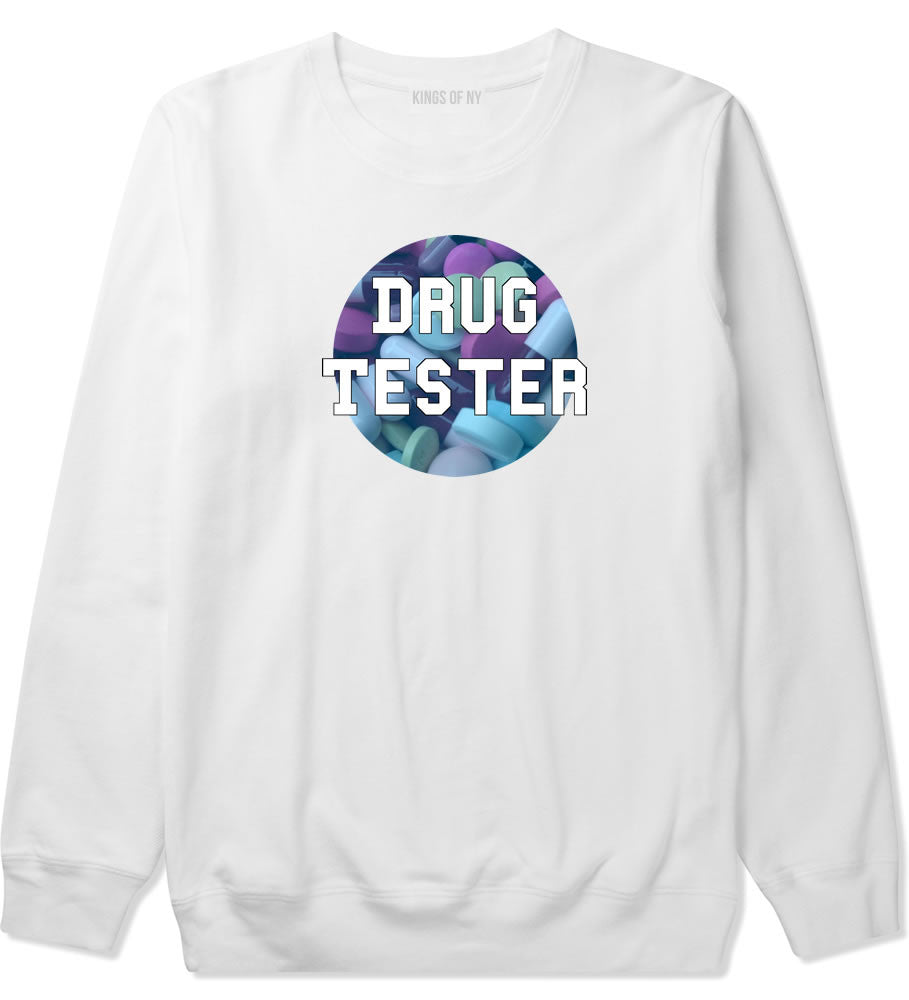 Drug tester weed smoking funny college Crewneck Sweatshirt in White by Kings Of NY