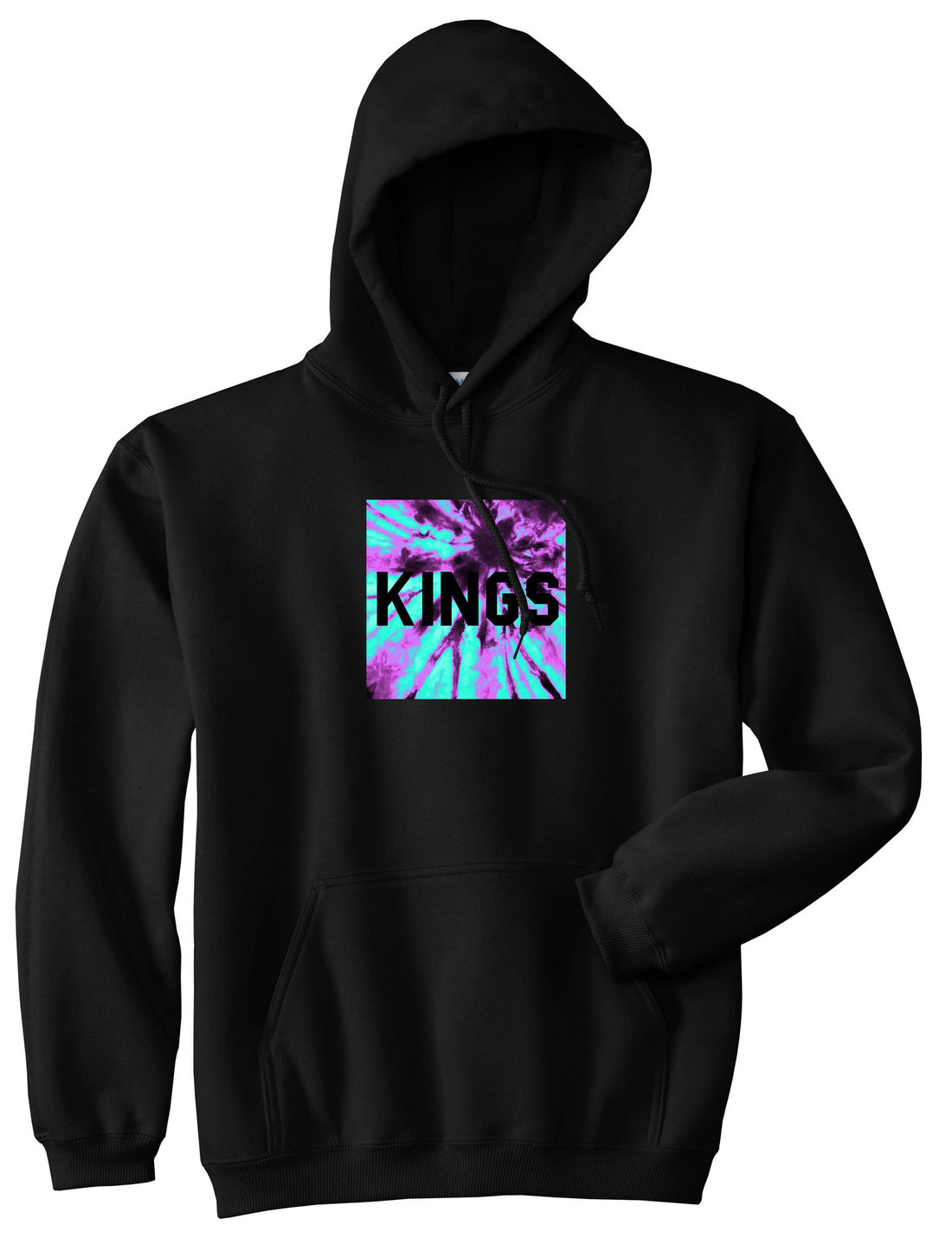 Kings Blue Tie Dye Box Logo Pullover Hoodie in Black By Kings Of NY