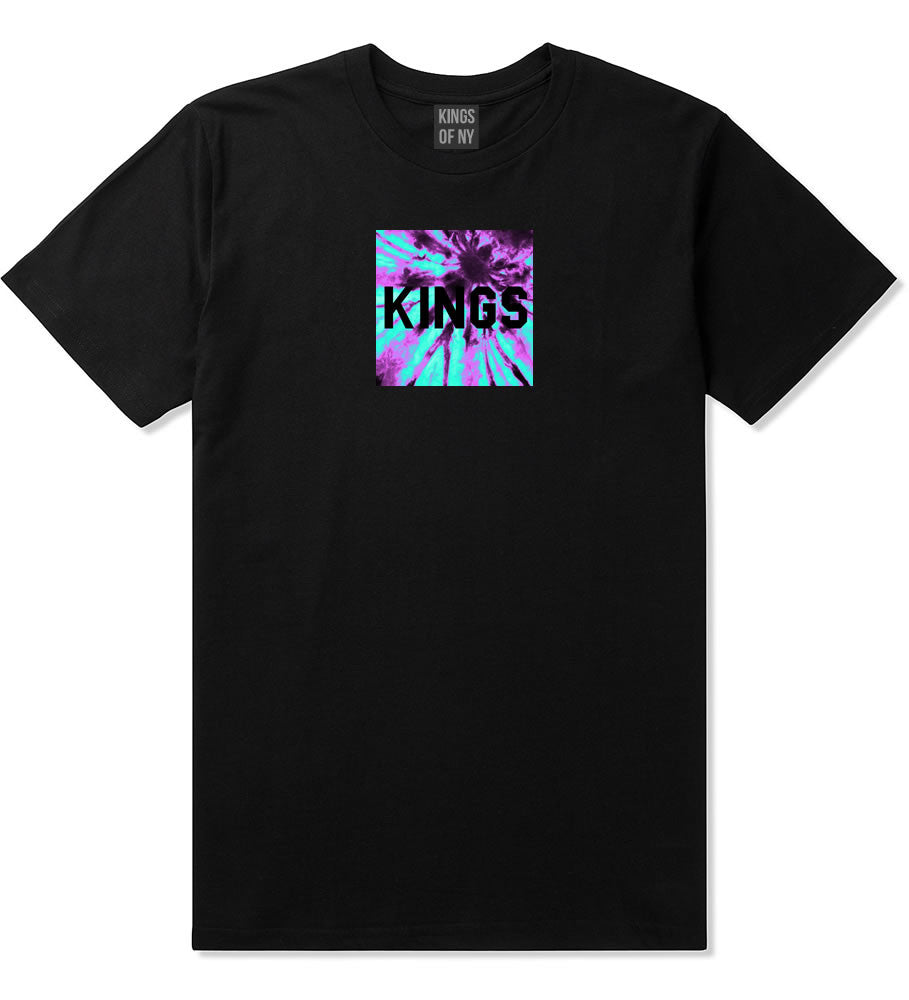 Kings Blue Tie Dye Box Logo T-Shirt in Black By Kings Of NY
