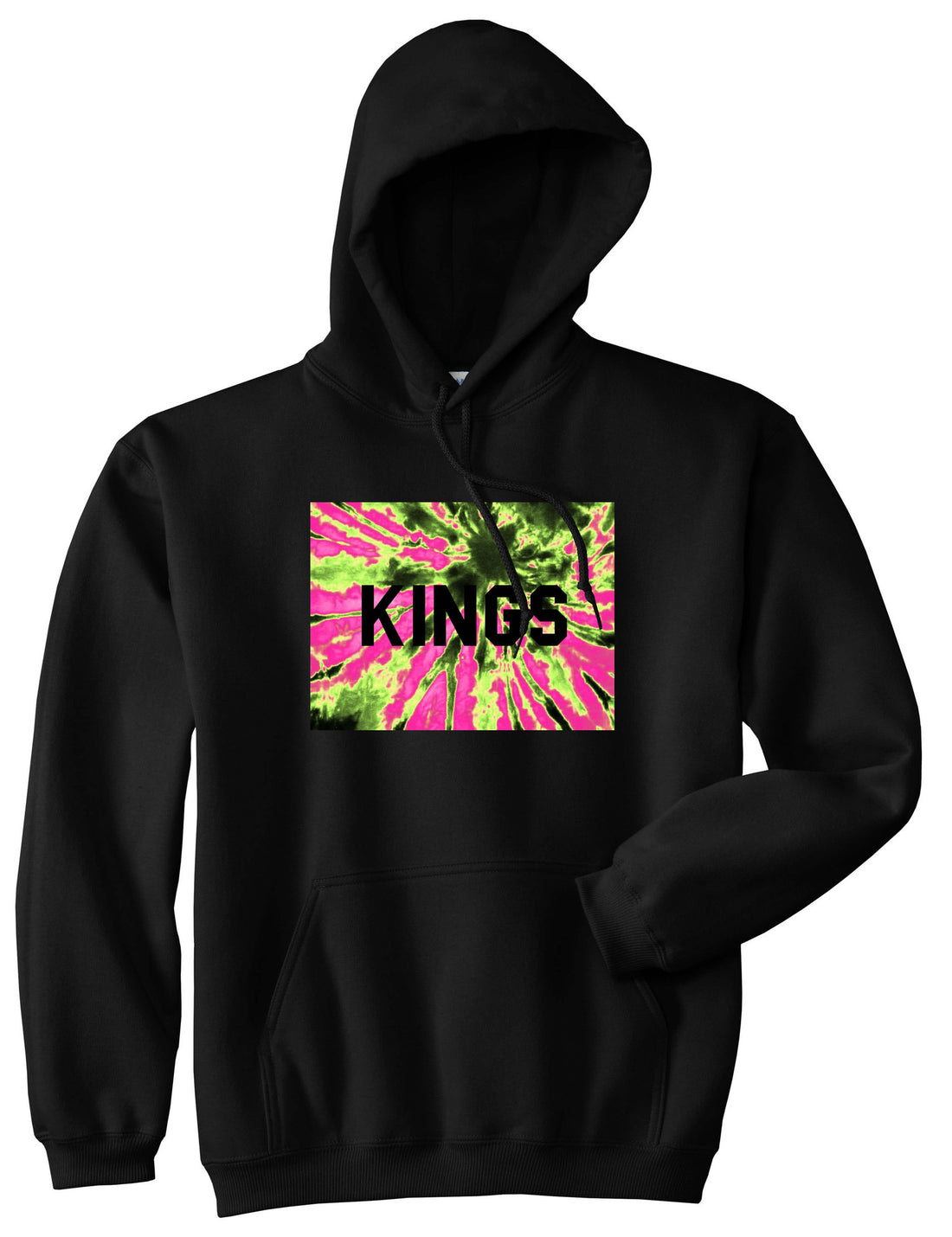 Kings Pink Tie Dye Logo Pullover Hoodie in Black By Kings Of NY
