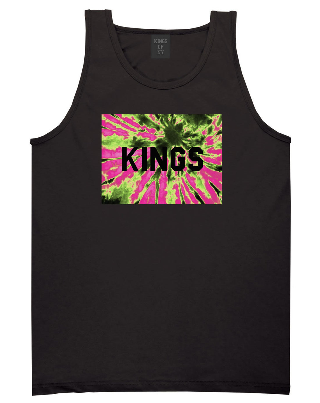 Kings Pink Tie Dye Logo Tank Top in Black By Kings Of NY