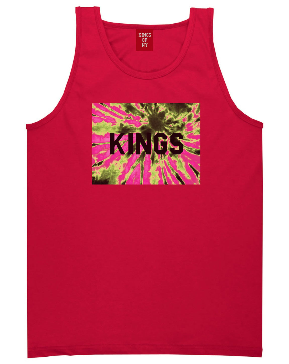 Kings Pink Tie Dye Logo Tank Top in Red By Kings Of NY