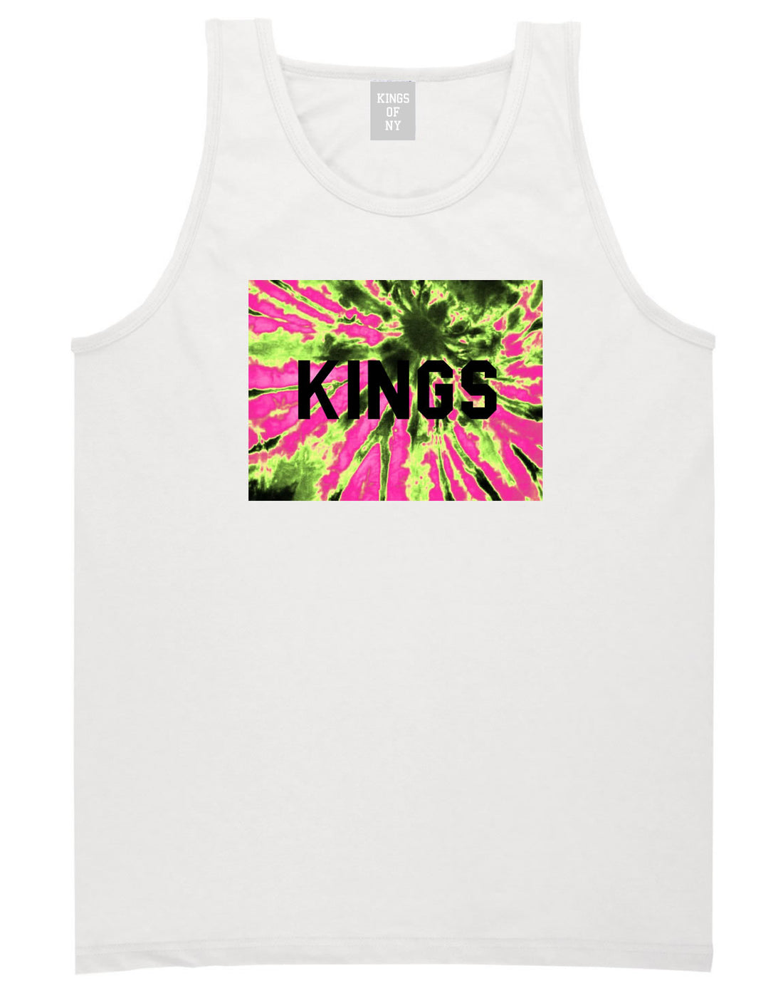 Kings Pink Tie Dye Logo Tank Top in White By Kings Of NY