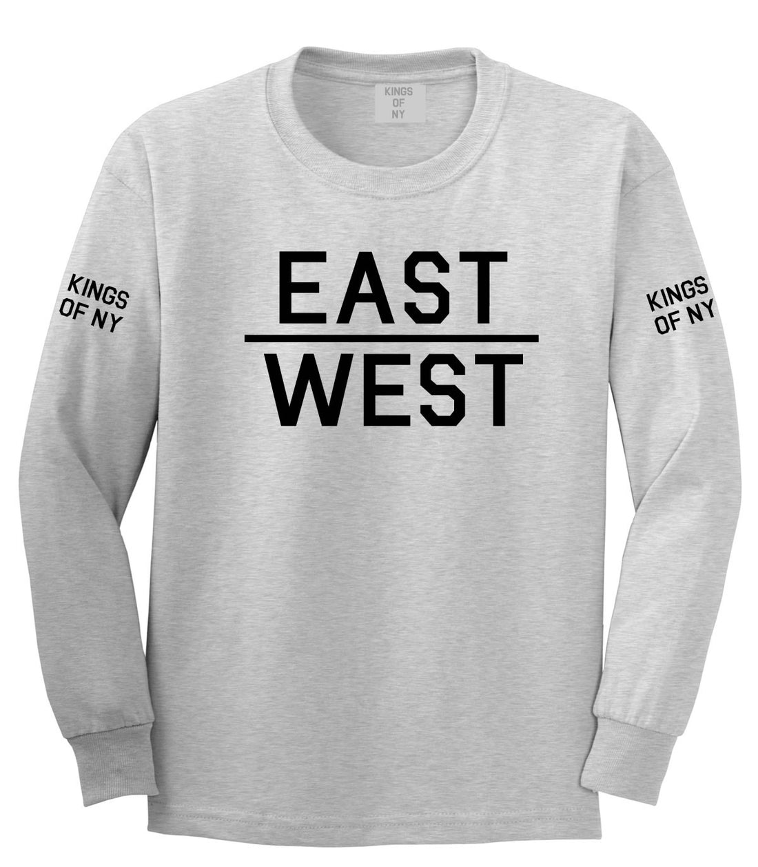 East West Long Sleeve T-Shirt in Grey by Kings Of NY