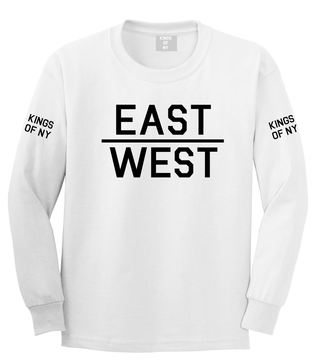 East West Long Sleeve T-Shirt in White by Kings Of NY