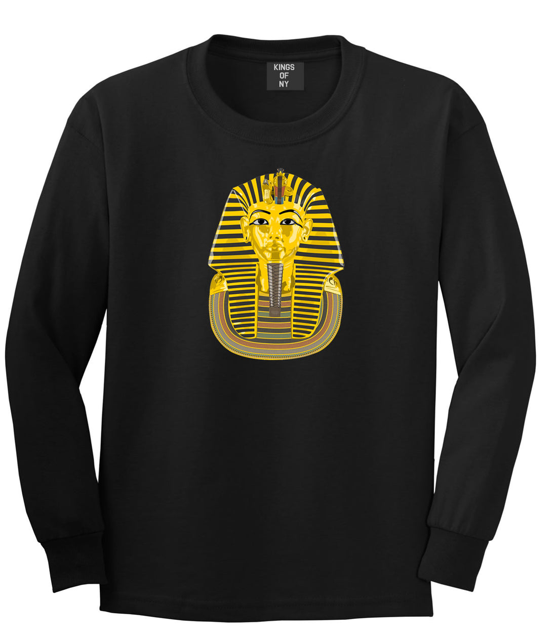 Pharaoh Egypt Gold Egyptian Head  Long Sleeve Boys Kids T-Shirt In Black by Kings Of NY