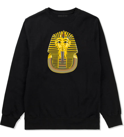 Pharaoh Egypt Gold Egyptian Head  Crewneck Sweatshirt In Black by Kings Of NY