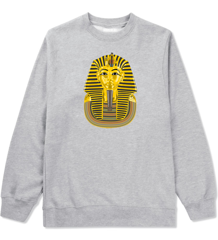 Pharaoh Egypt Gold Egyptian Head  Crewneck Sweatshirt In Grey by Kings Of NY
