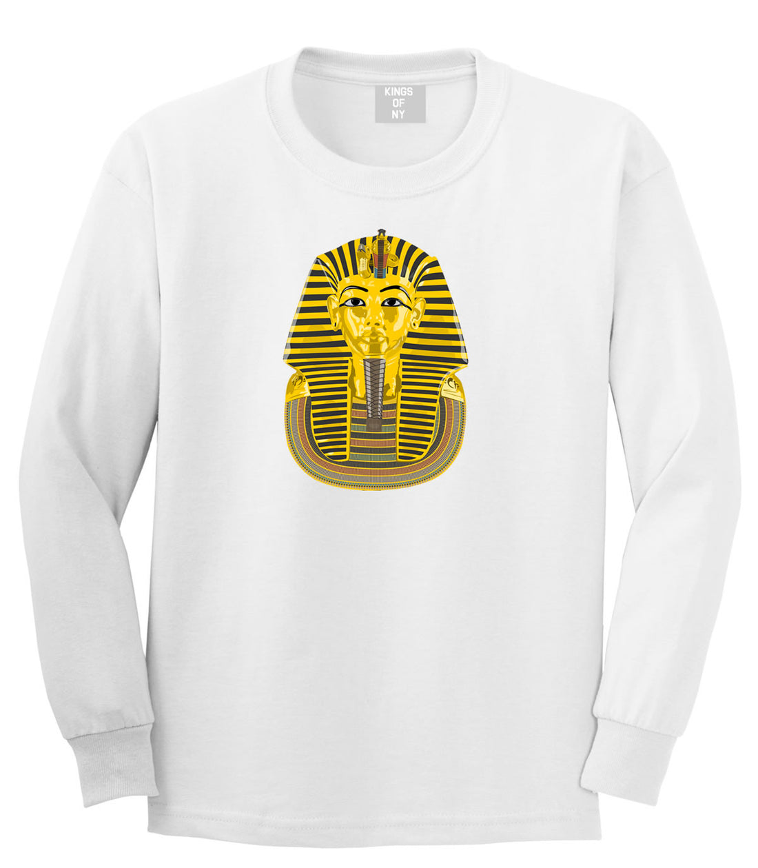 Pharaoh Egypt Gold Egyptian Head  Long Sleeve Boys Kids T-Shirt in White by Kings Of NY