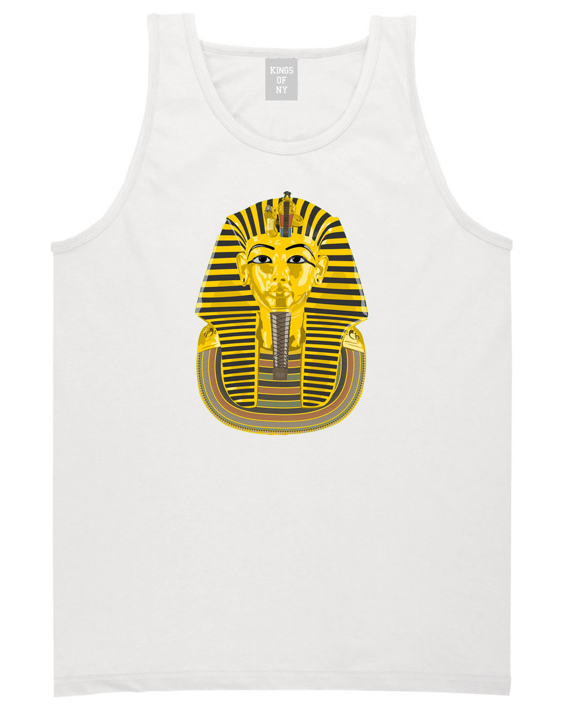 Pharaoh Egypt Gold Egyptian Head  Tank Top In White by Kings Of NY