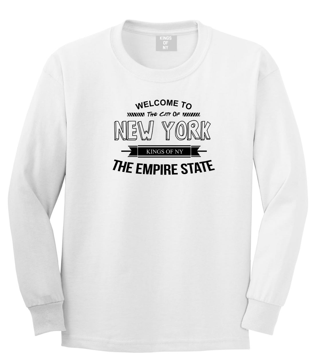 Empire State New York Long Sleeve T-Shirt in White by Kings Of NY