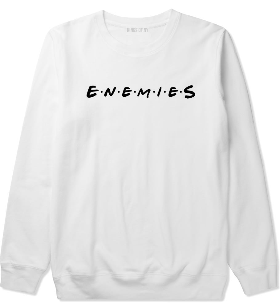 Enemies Friends Parody Crewneck Sweatshirt in White By Kings Of NY