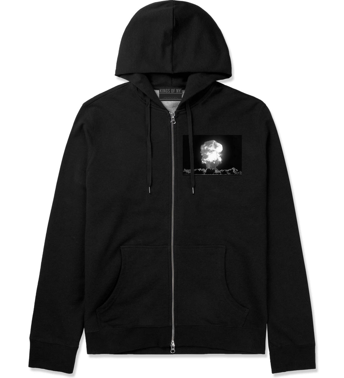 Explosion Nuclear Bomb Cloud Zip Up Hoodie in Black By Kings Of NY