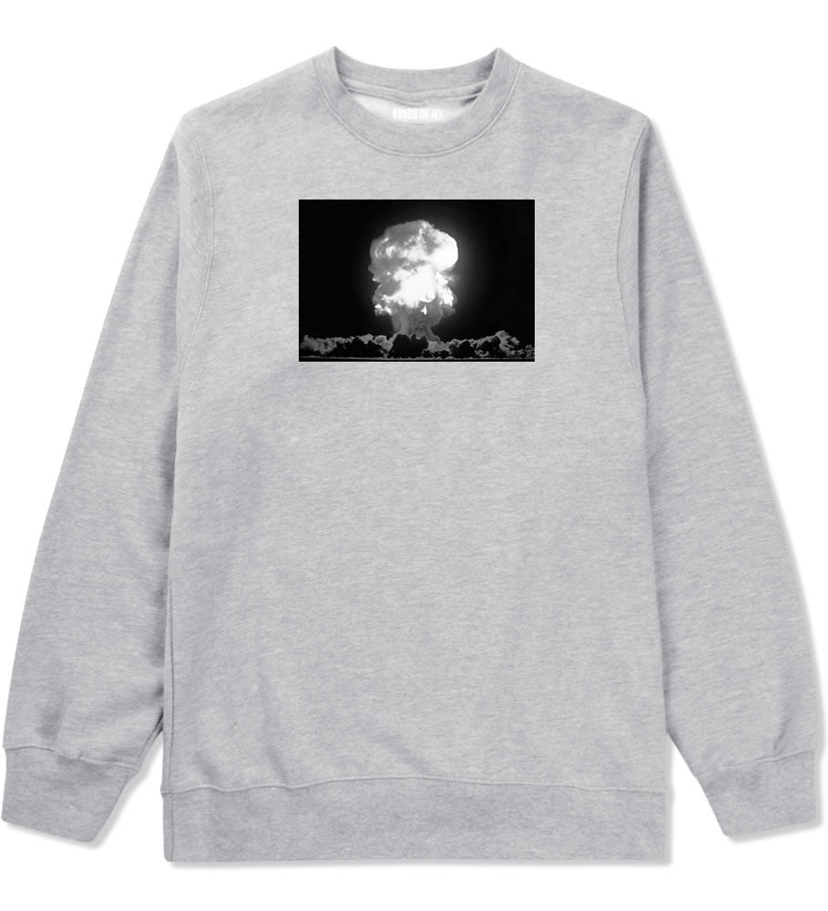Explosion Nuclear Bomb Cloud Crewneck Sweatshirt in Grey By Kings Of NY