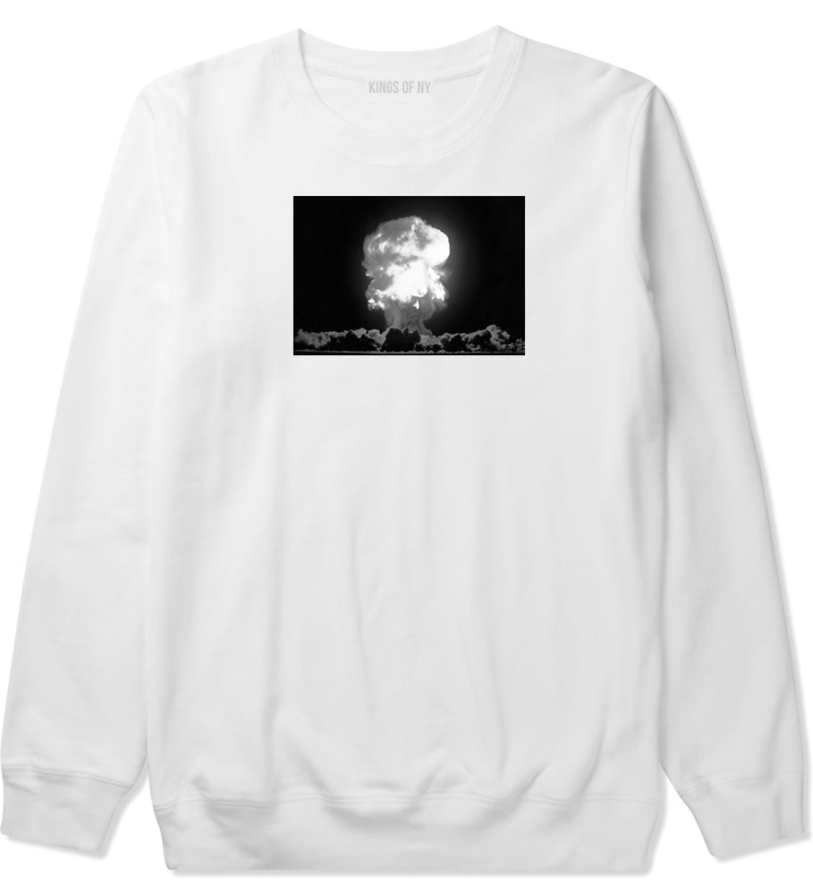 Explosion Nuclear Bomb Cloud Crewneck Sweatshirt in White By Kings Of NY