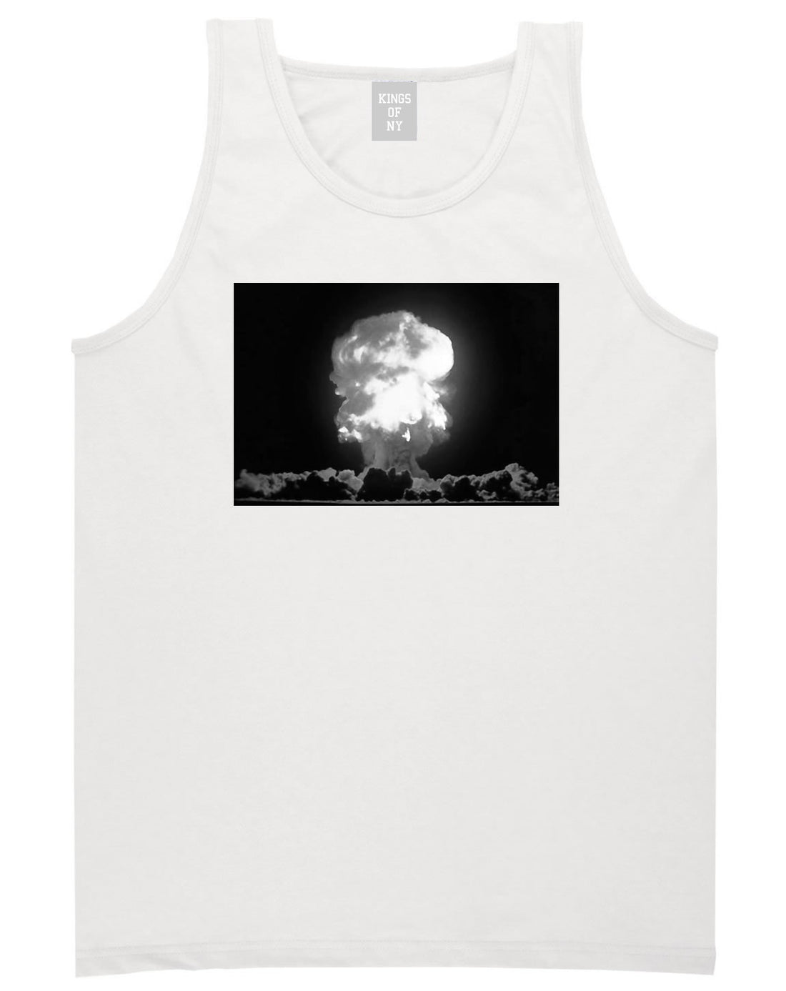 Explosion Nuclear Bomb Cloud Tank Top in White By Kings Of NY
