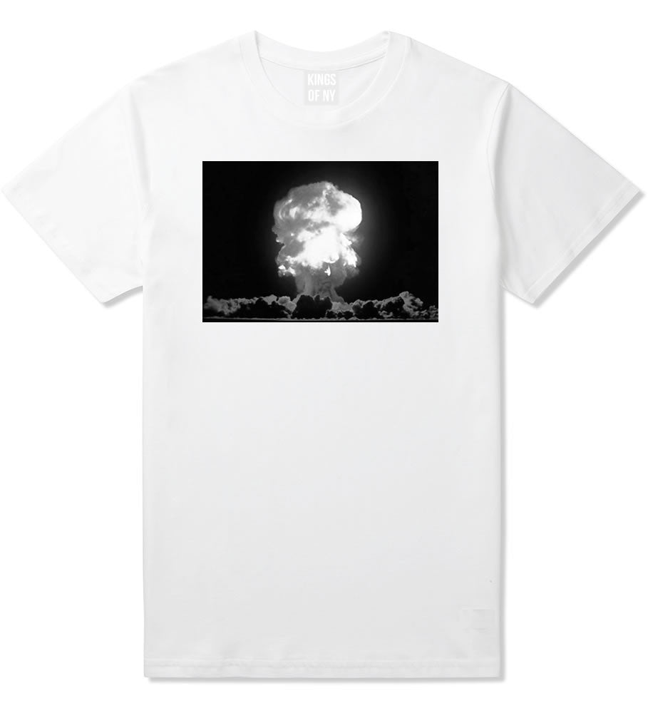 Explosion Nuclear Bomb Cloud T-Shirt in White By Kings Of NY
