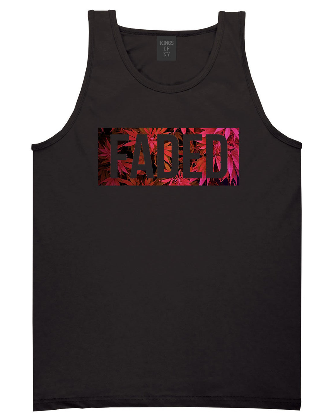 Faded Red and Pink Marijuana Weed Tank Top in Black by Kings Of NY